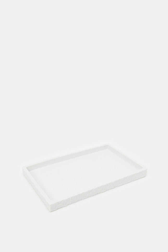 Redtag-White-Scallop-Tray-Category:Bathroom-Accessories,-Colour:White,-Deals:New-In,-Filter:Home-Bathroom,-H1:HMW,-H2:BAC,-H3:BCE,-H4:BAE,-HMW-BAC-Bath-Accessories,-HMWBACBCEBAE,-New-In-HMW-BAC,-Non-Sale,-ProductType:Amenity-Trays,-Season:W23A,-Section:Homewares,-Style:POLYRESIN,-W23A-Home-Bathroom-