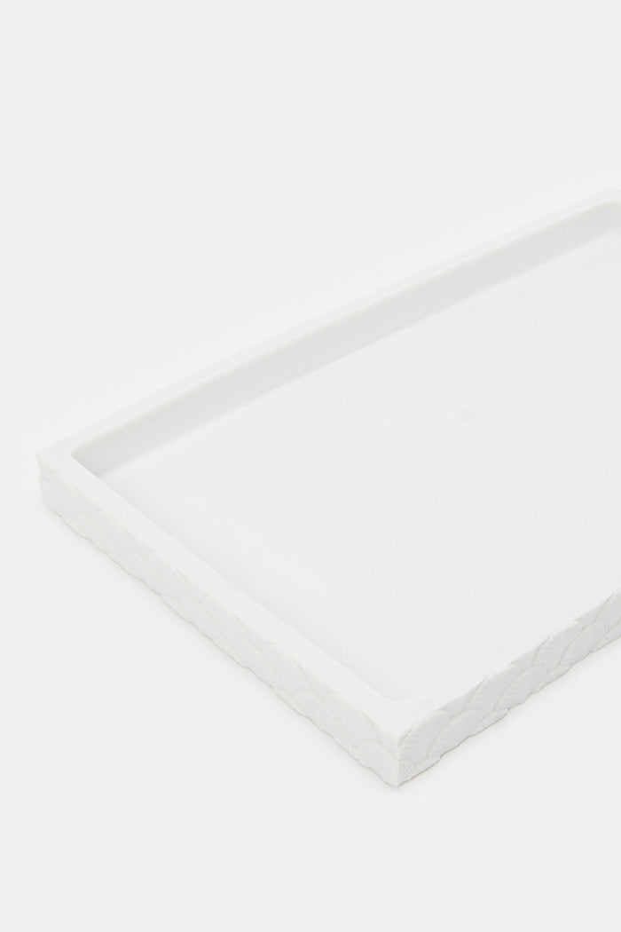 Redtag-White-Scallop-Tray-Category:Bathroom-Accessories,-Colour:White,-Deals:New-In,-Filter:Home-Bathroom,-H1:HMW,-H2:BAC,-H3:BCE,-H4:BAE,-HMW-BAC-Bath-Accessories,-HMWBACBCEBAE,-New-In-HMW-BAC,-Non-Sale,-ProductType:Amenity-Trays,-Season:W23A,-Section:Homewares,-Style:POLYRESIN,-W23A-Home-Bathroom-