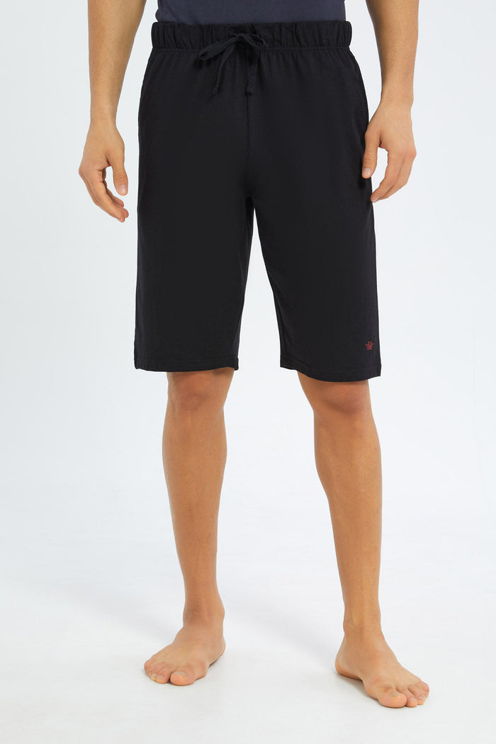 Redtag-Men-Slate-Grey/Black-Shorts-Pyjama-Set-Category:Pyjama-Sets,-Colour:Charcoal,-Deals:New-In,-Filter:Men's-Clothing,-H1:MWR,-H2:GEN,-H3:NWR,-H4:PJS,-Men-Pyjama-Sets,-New-In-Men-APL,-Non-Sale,-S23D,-Season:S23D,-Section:Men-Men's-