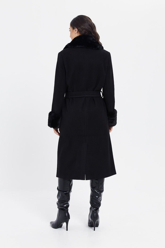 Redtag-Faux-Fur-Belted-Coat-Category:Jackets,-Colour:Black,-Deals:New-In,-EHW,-Filter:Women's-Clothing,-H1:LWR,-H2:LAD,-H3:OUW,-H4:OUW,-LWRLADOUWOUW,-New-In-Women,-Non-Sale,-ProductType:Coats,-Season:W23B,-Section:Women,-W23B,-Women-Jackets-Women's-